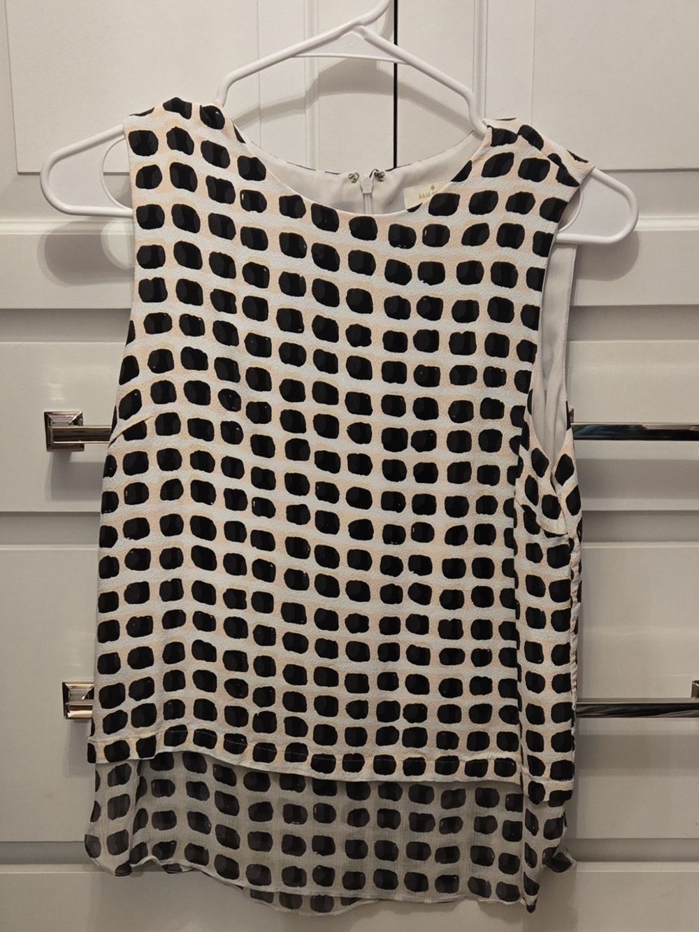 kate spade White Sleeveless Dot-Grid Layered Shell Top